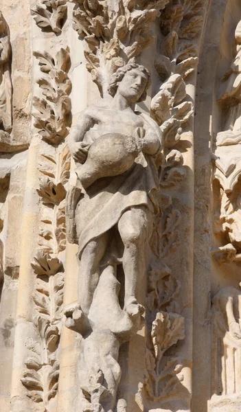 Statuen Des Westflügels Der Kathedrale Von Reims Skulpturen Frankreich — Stockfoto