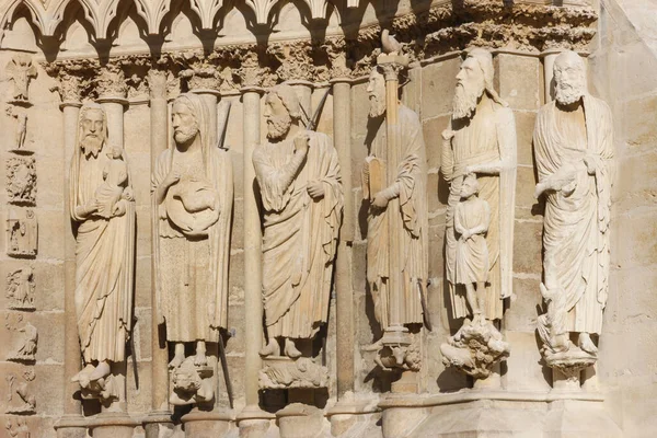 Reims Katedra Zachodnie Skrzydło Posągi Szymon Jan Chrzciciel Izajasz Mojżesz — Zdjęcie stockowe