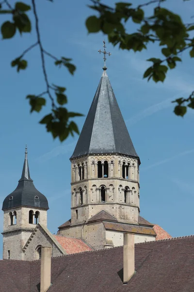 Cluny Abbey View Clocher Eau Benite Smaller Clock Tower France — Stock Photo, Image