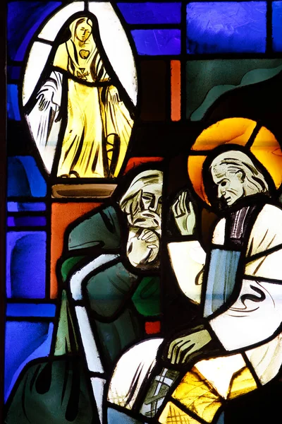Notre Dame Trinite Kilisesinde Jean Marie Vianney Gösteren Lekeli Camlar — Stok fotoğraf