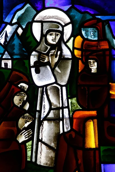 Βιτρό Που Απεικονίζει Τον Άγιο Μπρούνο Στην Εκκλησία Notre Dame — Φωτογραφία Αρχείου