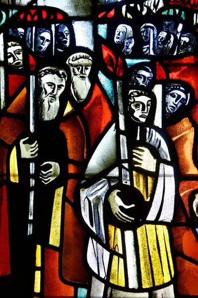Glasmalerei Der Kirche Notre Dame Trinite Prozession Frankreich — Stockfoto