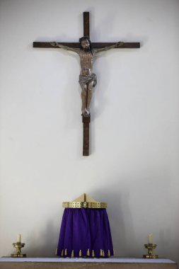 Saint-Wandrille Manastırı 'ndaki sunak. Fransa. 