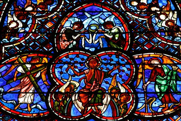 Stained Glass Bourges Cathedral Last Judgment France — Stock Photo, Image