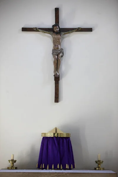 Altar Abadía Saint Wandrille Francia — Foto de Stock