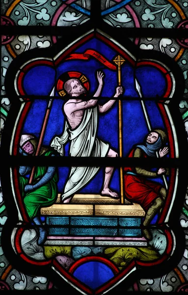 Vidrieras Abadía Santísima Trinidad Francia — Foto de Stock