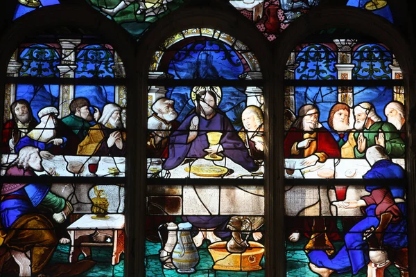 Stained Glass Last Supper France — Stock Photo, Image