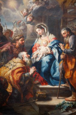Melk Manastırı. 1723 'te J.M Rottmayr' ın yazdığı Magi 'ye hayranlık. Avusturya. 
