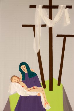 İsa çarmıhta yatıyordu. İsa 'nın Tutkusu. İsviçre. 