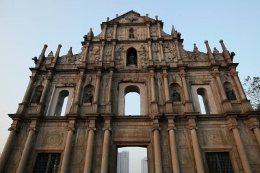 Macau 'daki Aziz Paul Katedrali' nin kalıntıları. Çin. 