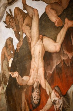 Florence duomo. Fresco cehennemi resmediyor. İtalya. 