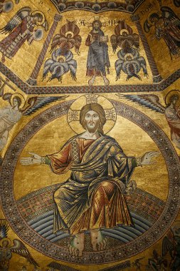 Firenze Duomo 'daki Mozaikler Baptistery' i kapsıyor. Yüce İsa aşkına! İtalya. 