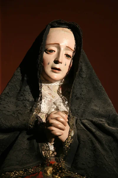 Statue Der Stiftskirche Santa Maria Roncesvalles Frankreich — Stockfoto