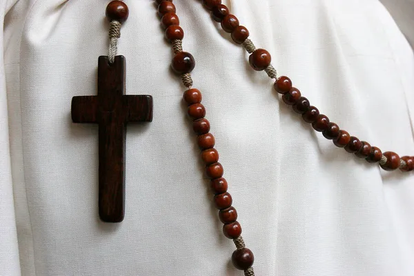 Rosaire Sur Une Religieuse Catholique Gros Plan France — Photo