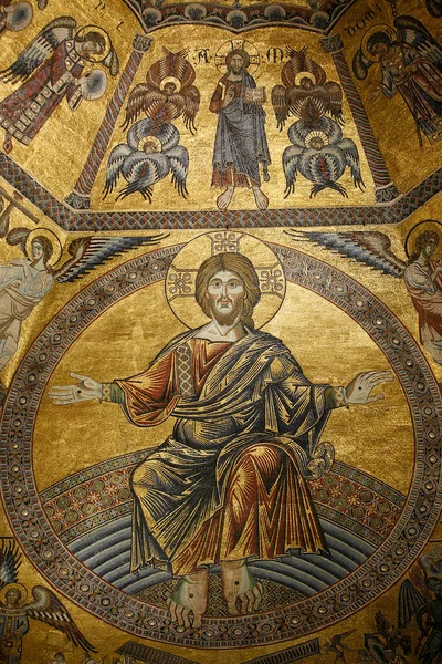 Mozaïeken Die Het Doopsel Dom Van Firenze Bedekken Jezus Christus — Stockfoto
