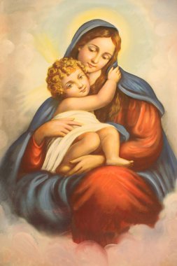 Maronite kilisesinde bakire ve çocuk resmi. Togo. 