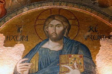 Chora 'nın Aziz Kurtarıcısı Kilisesi. Pantokrator İsa 'nın Çatı Mozaiği