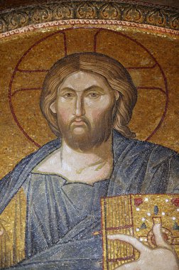Chora 'nın Aziz Kurtarıcısı Kilisesi. Pantokrator İsa 'nın Çatı Mozaiği