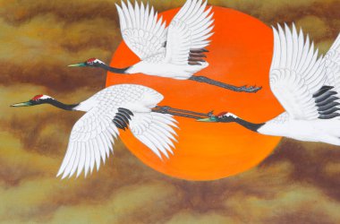 Bongeunsa Tapınağı 'nda kuş resmi. Güney Kore.