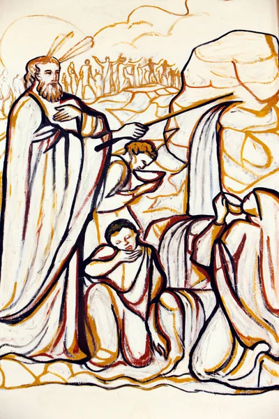 Живопись Ломском Соборе Моисея Скалы Хориба — стоковое фото