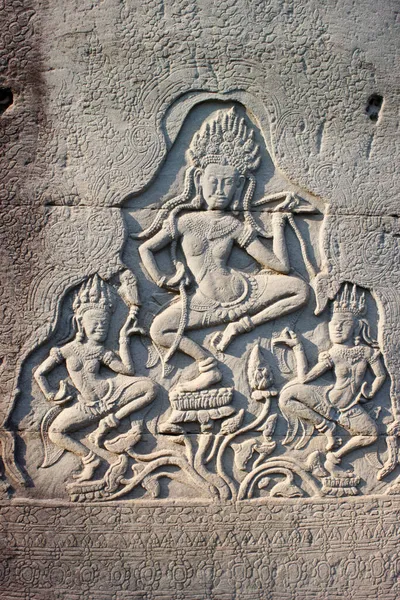 Bayon Celestial Dancers Carved Pillar Cambodia — Stock Photo, Image