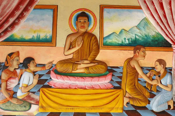 Preah Prom Rath Monastery 仏の人生 仏と彼の息子ラウラ カンボジア — ストック写真