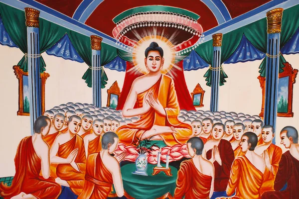 Buddha Élete Utasítom Összeszerelő Arahant Okat Kambodzsa — Stock Fotó