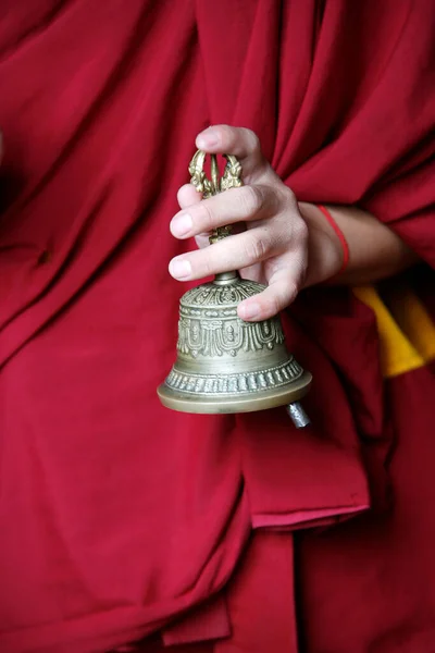 Campana Tibetana Gantha Monaco Tibetano Nepal — Foto Stock