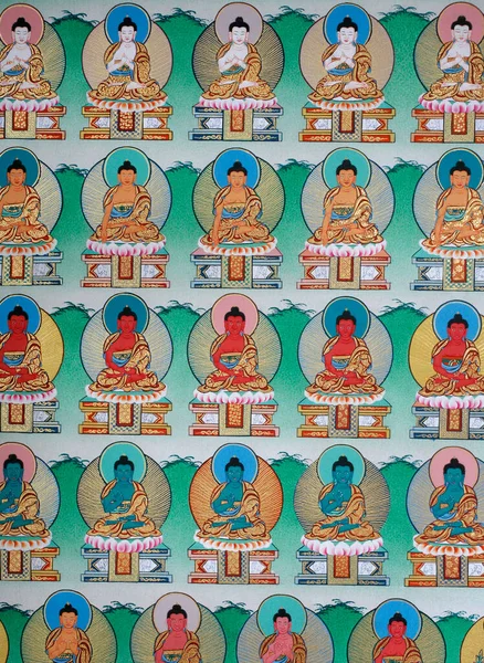 Buddha Different Postures Painting Kopan Monastery Nepal — Stock Photo, Image