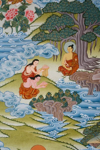 Sujata Tejrizst Buddhának Thangka Vagyok Nepál — Stock Fotó