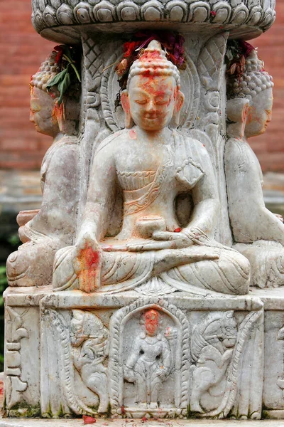 Buddha Der Offenbarung Steinskulptur Nepal — Stockfoto