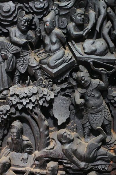 Нефритовый Император Пагода Адская Деревянная Скульптура Вьетнам — стоковое фото