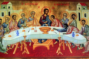 Son akşam yemeği. Saint-Antoine-le-Grand Ortodoks Kilisesi. Fransa. 