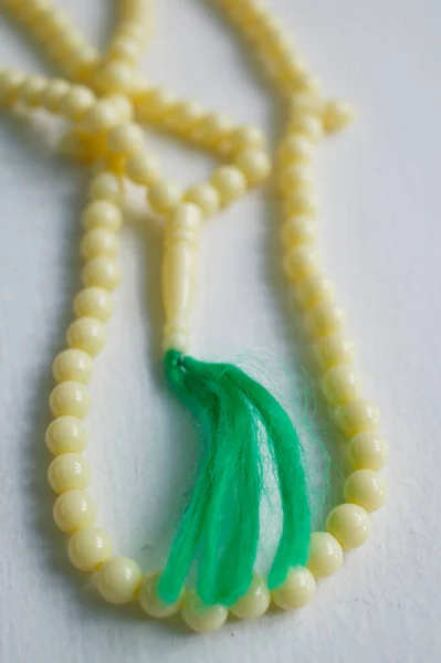 White prayer beads. Closeup.  France.