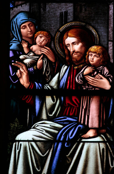 St. Peter's Cathedral.  Chapelle des Macchabes. Jesus with children Switzerland.