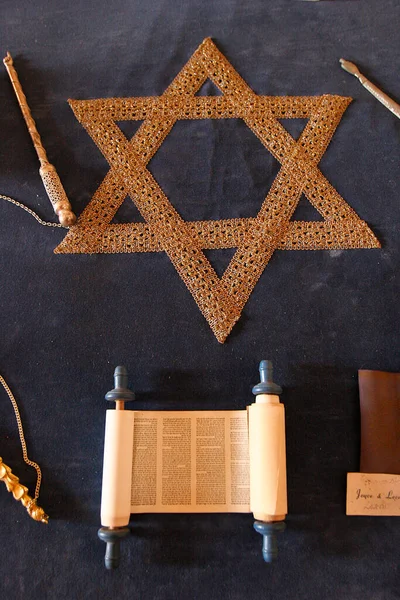 Symboly Judaismu Hvězda Davida Tóry Portugalsko — Stock fotografie