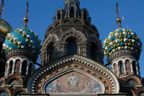 Igreja Salvador Sangue Derramado Igreja Ressurreição Mosaico Fachada Rússia — Fotografia de Stock