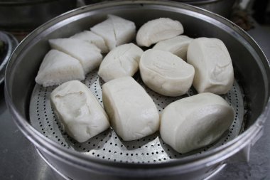 Çin restoranı. Dim Sum pişiriyorum. Çin. 