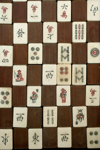 Κάρτες Τυχερών Παιχνιδιών Παιχνίδι Κινέζικο Στυλ Που Ονομάζεται Mahjong Παιχνίδι — Φωτογραφία Αρχείου