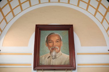 Ho Chi Minh 'in postanedeki portresi. Vietnam. 