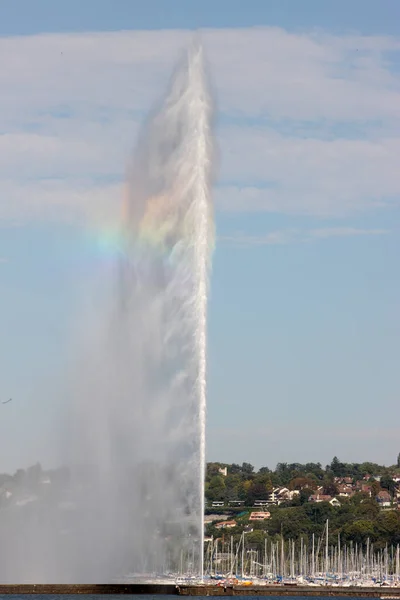 Jet Eau Fuente Más Alta Del Mundo Lago Ginebra Suiza —  Fotos de Stock