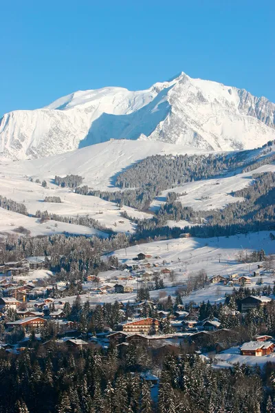 Utsikt Över Megeve Och Mont Blanc Frankrike — Stockfoto