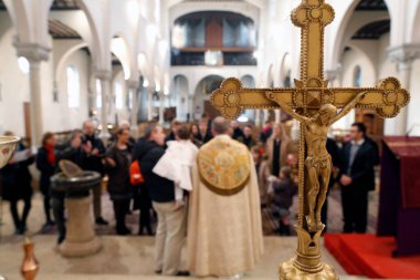 Vaftiz töreni. Tören. Roma Katolik Kilisesi. Fransa. 