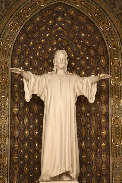 Cristo Escultura Iglesia Protestante Francia —  Fotos de Stock