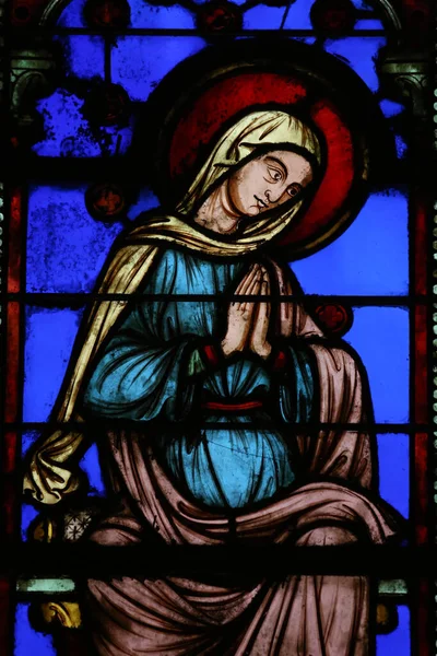 Holy Chapel Stained Glass Window Virgin Mary France — Stockfoto