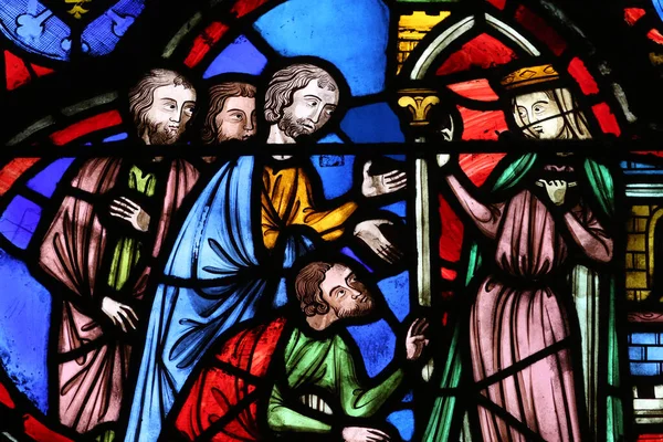 Holy Chapel Stained Glass Window France — Stockfoto