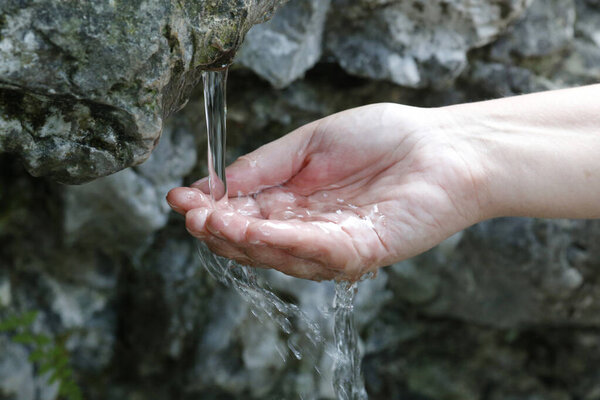 La Benite Fontaine natural spring.  France. 