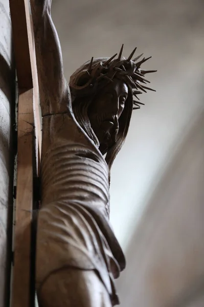 Sens Kathedrale Christus Kreuz Skulptur Des Gekreuzigten Christus Frankreich — Stockfoto