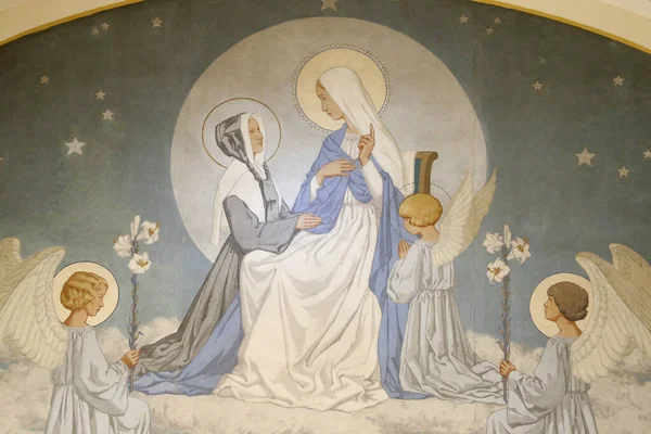 Mucizevi Meryem Ana 'nın Şapeli. Catherine Laboure ve Bakire Meryem. Fransa. 