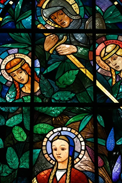 Notre Dame Clignancourt Church Stained Glass Window Depiction Joan Arc — Fotografia de Stock